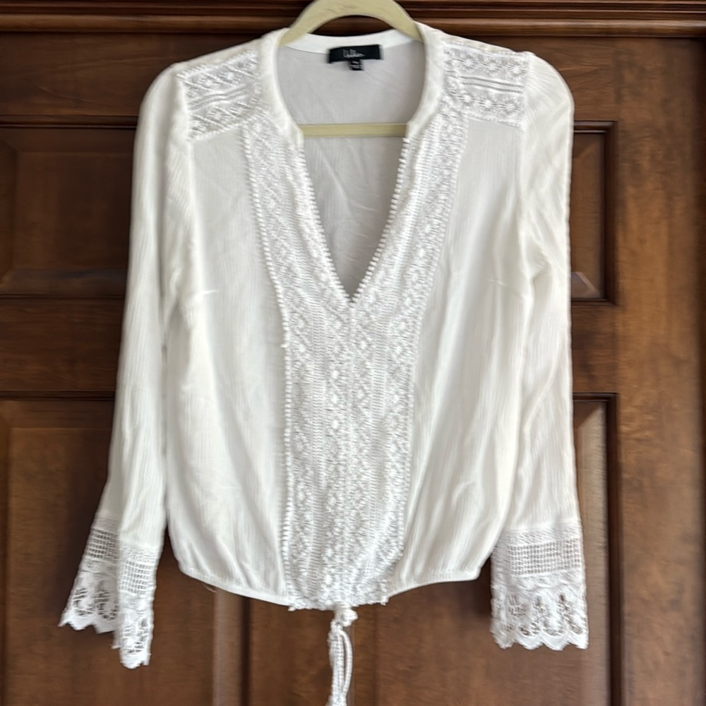 Lulu's White Embroidered Peasant Blouse